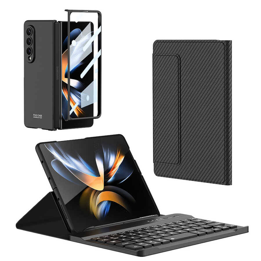 Galaxy Z Fold 3 Kılıf Standlı Bluetooth Klavyeli Zore Kıpta Keyboard Set Kılıf - 3