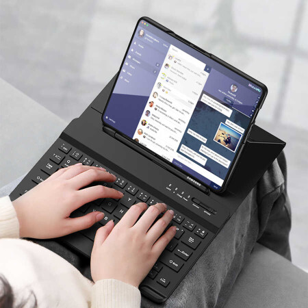 Galaxy Z Fold 3 Kılıf Standlı Bluetooth Klavyeli Zore Kıpta Keyboard Set Kılıf - 4