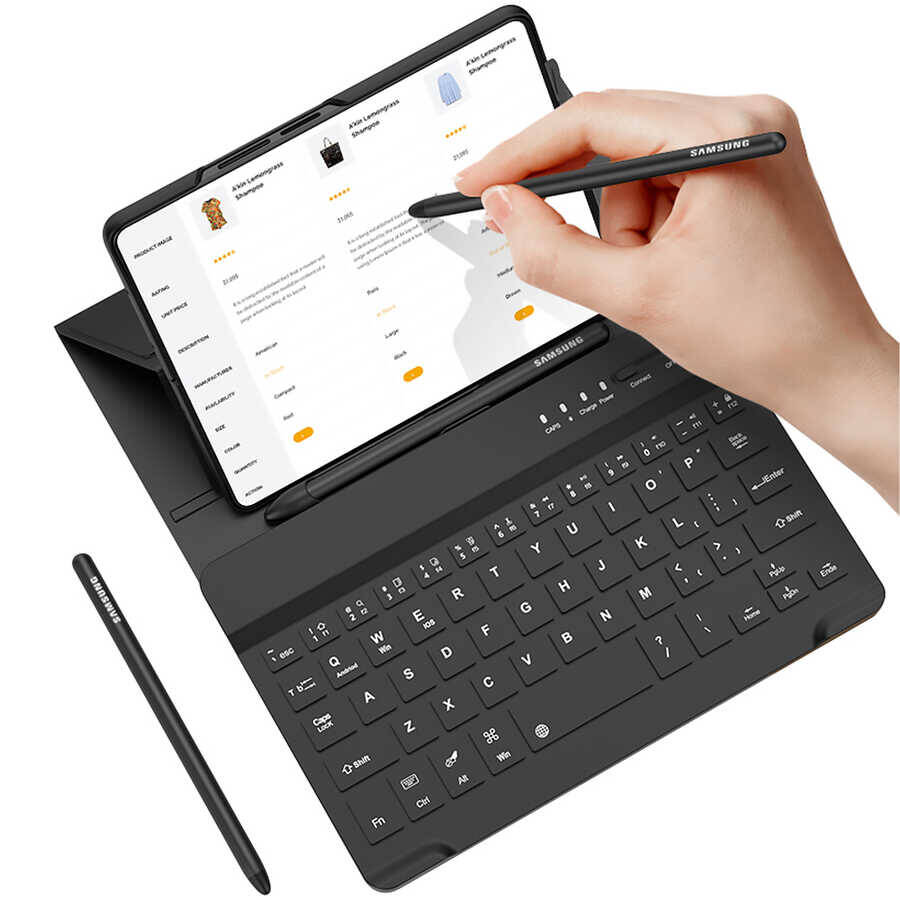 Galaxy Z Fold 3 Kılıf Standlı Bluetooth Klavyeli Zore Kıpta Keyboard Set Kılıf - 6