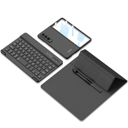 Galaxy Z Fold 3 Kılıf Standlı Bluetooth Klavyeli Zore Kıpta Keyboard Set Kılıf - 7