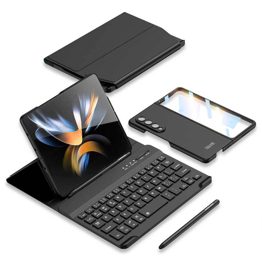 Galaxy Z Fold 3 Kılıf Standlı Bluetooth Klavyeli Zore Kıpta Keyboard Set Kılıf - 8