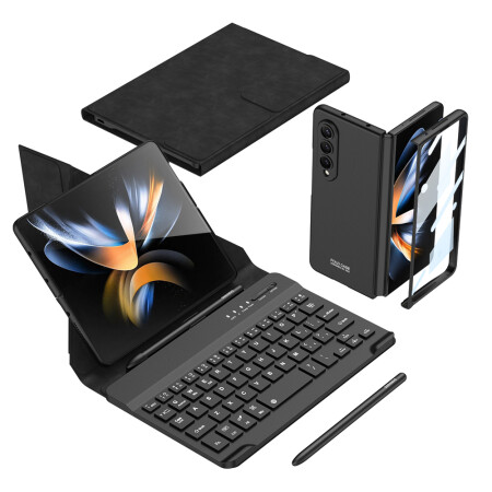 Galaxy Z Fold 4 Kılıf Standlı Bluetooth Klavyeli Zore Kıpta Keyboard Set Kılıf - 2