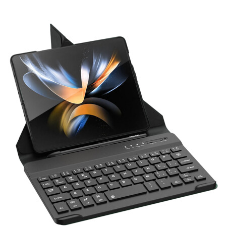 Galaxy Z Fold 4 Kılıf Standlı Bluetooth Klavyeli Zore Kıpta Keyboard Set Kılıf - 3