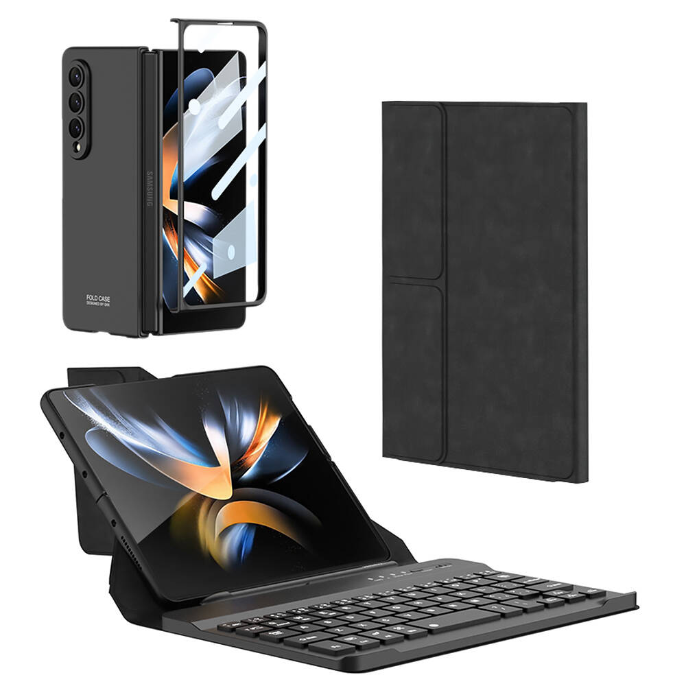 Galaxy Z Fold 4 Kılıf Standlı Bluetooth Klavyeli Zore Kıpta Keyboard Set Kılıf - 1