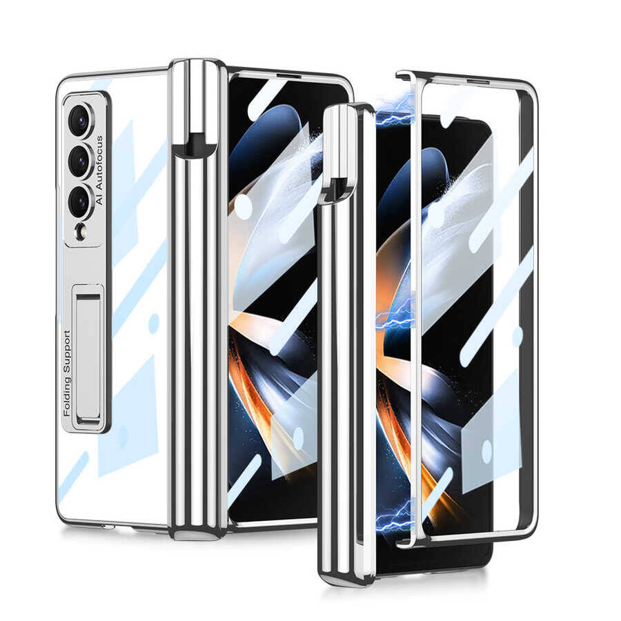 Galaxy Z Fold 4 Kılıf Zore Kıpta Standlı Kalem Bölmeli Kapak - 4