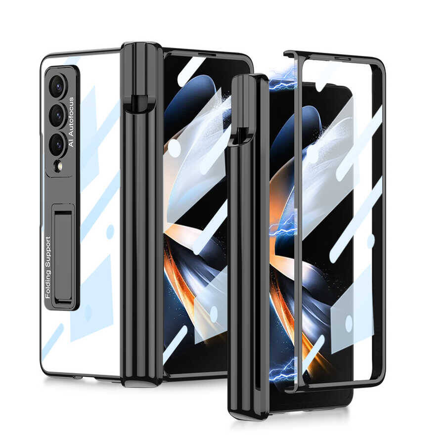 Galaxy Z Fold 4 Kılıf Zore Kıpta Standlı Kalem Bölmeli Kapak - 11