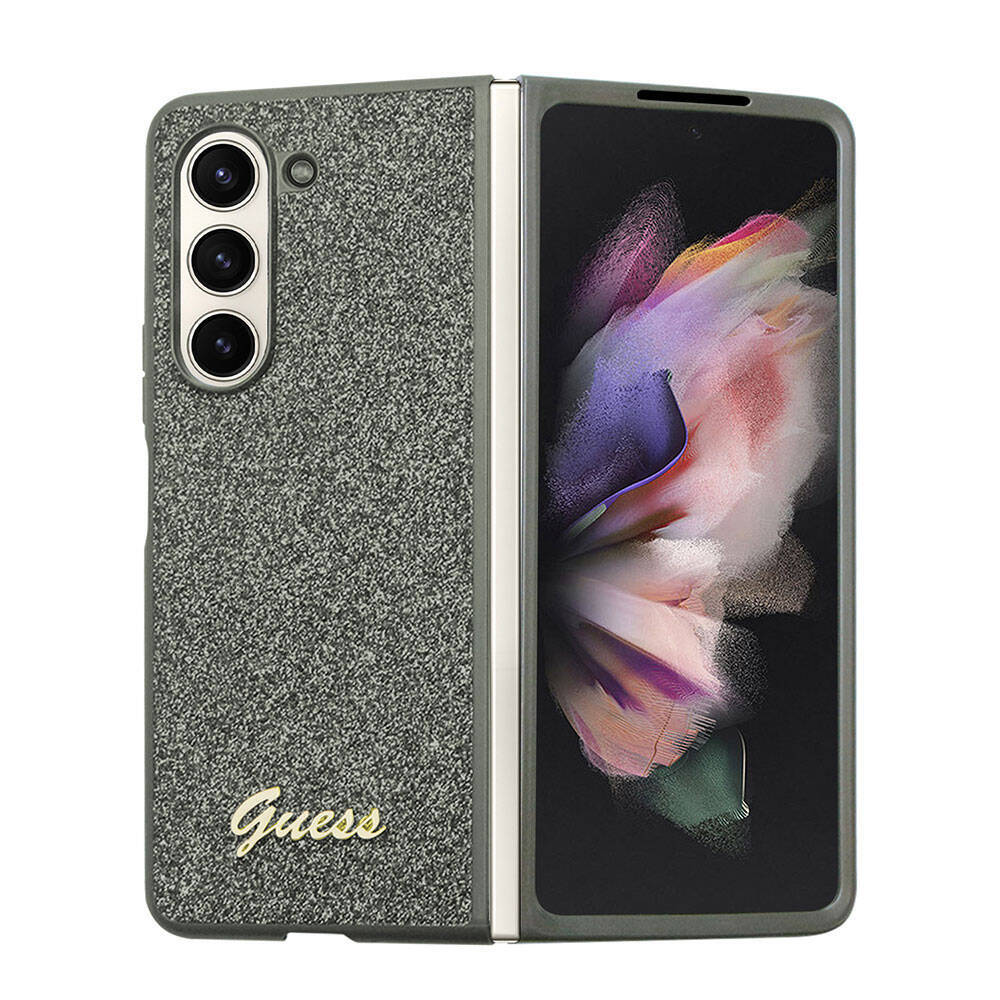 Galaxy Z Fold 5 Kılıf Guess Orjinal Lisanslı Yazı Logolu Glitter Flakes Kapak - 2