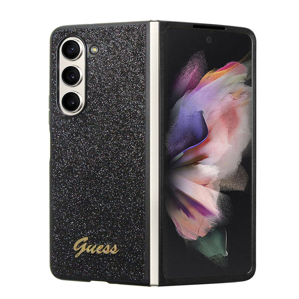 Galaxy Z Fold 5 Kılıf Guess Orjinal Lisanslı Yazı Logolu Glitter Script Kapak - 5