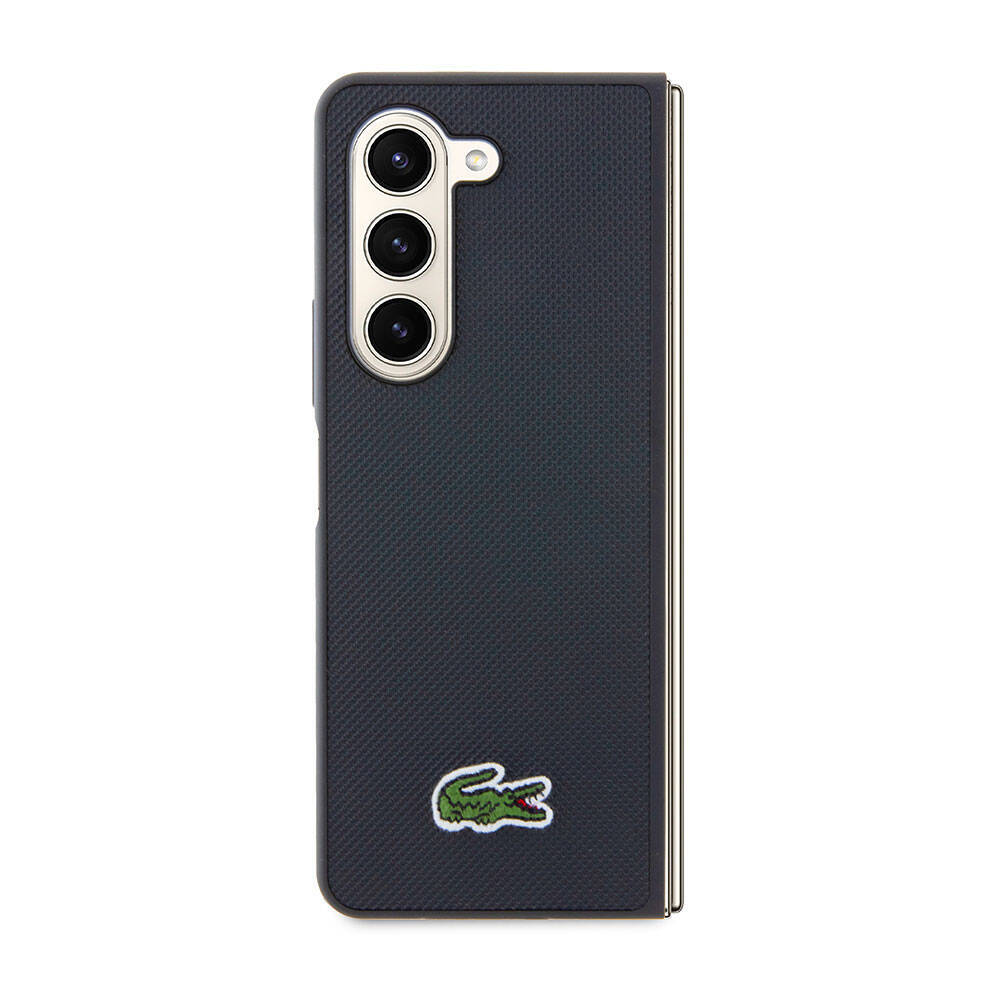 Galaxy Z Fold 5 Kılıf Lacoste Orjinal Lisanslı PU Pike Desenli Arka Yüzey İkonik Timsah Dokuma Logolu Kapak - 12