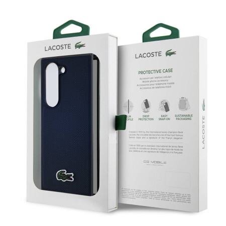 Galaxy Z Fold 6 Kılıf Lacoste Orjinal Lisanslı Magsafe Şarj Özellikli Pike Desenli Arka Yüzey İkonik Timsah Dokuma Logolu Kapak - 9