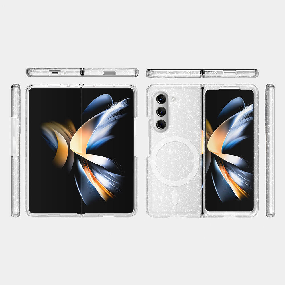 Galaxy Z Fold 6 Kılıf Magsafe Şarj Özellikli Parlayan Simli Saydam Renkli Zore Allstar Kapak - 16