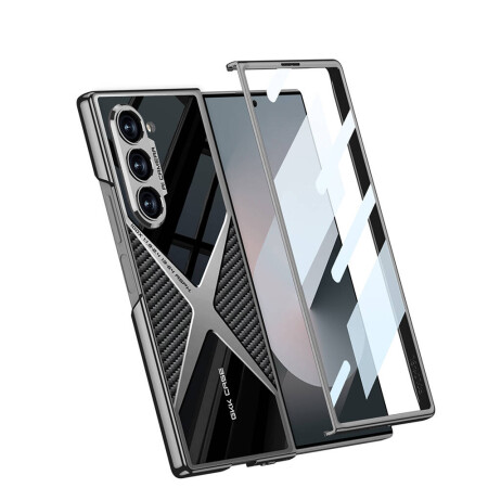 Galaxy Z Fold 6 Kılıf Ultra İnce Kamera Korumalı PC + Karbon Arka Yüzey Zore X-Pro Kapak - 4