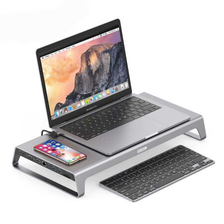 Go Des GD-9128 Hub ve Kablosuz Şarj Destekli Laptop Standı Docking Station Stand - 3