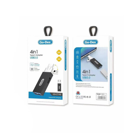 Go Des GD-CT192 USB-A to Type-C ve Type-C to USB-A 4in1 OTG Dönüştürücü Adaptör - 3