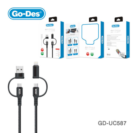 Go Des GD-UC587 4 in 1 Type-C-Lightning To PD-Usb Kablo - 4