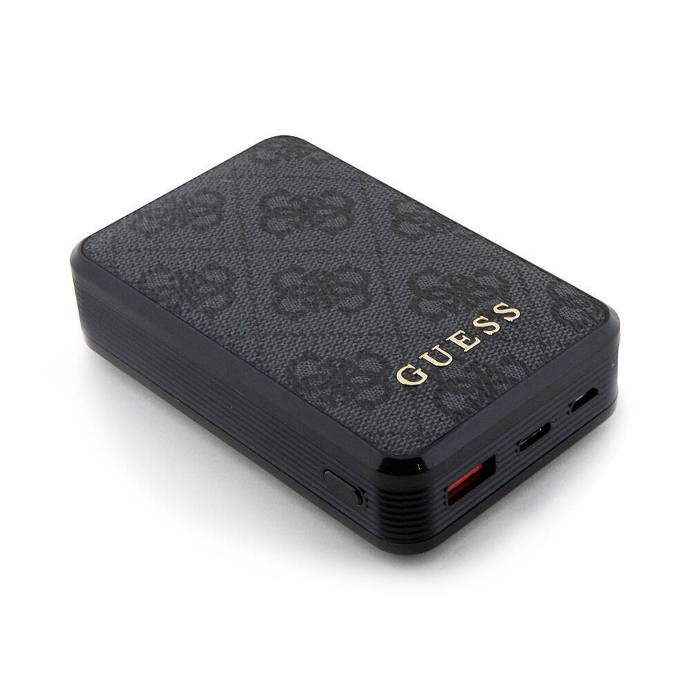 Guess Orjinal Lisanslı Dijital Led Göstergeli PU Deri 4G Desenli Metal Yazı Logolu Powerbank 10000mAh 18W - 5