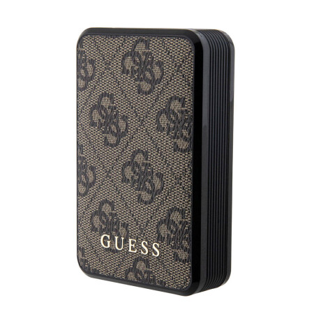 Guess Orjinal Lisanslı Dijital Led Göstergeli PU Deri 4G Desenli Metal Yazı Logolu Powerbank 10000mAh 18W - 1