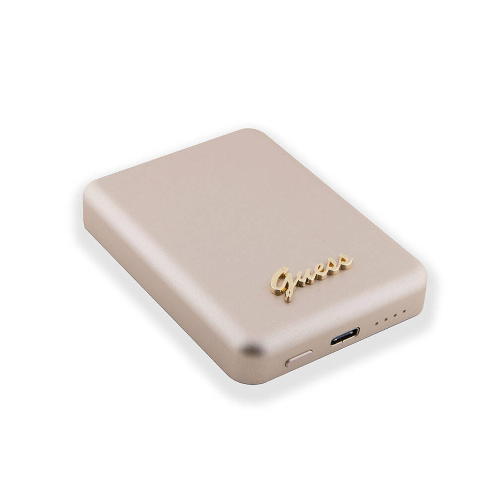 Guess Orjinal Lisanslı Magsafe Şarj Özellikli Metal Yazı Logolu Powerbank 3000mAh 5W - 6