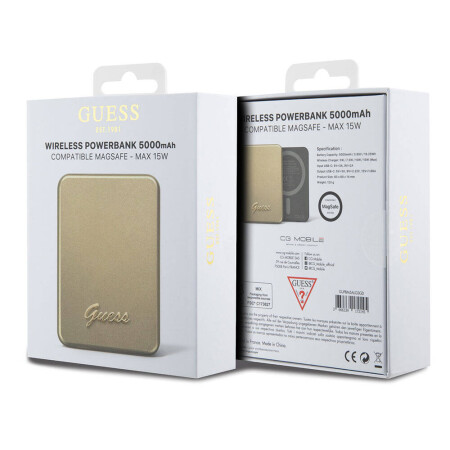 Guess Orjinal Lisanslı Magsafe Şarj Özellikli Metal Yazı Logolu Powerbank 5000mAh 15W - 11