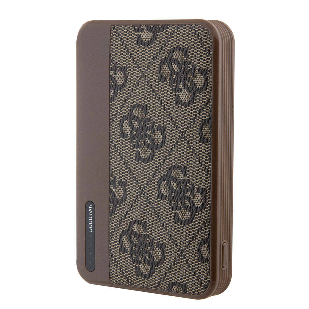 Guess Orjinal Lisanslı PU Deri 4G Desenli Metal Yazı Logolu Powerbank 5000mAh - 7