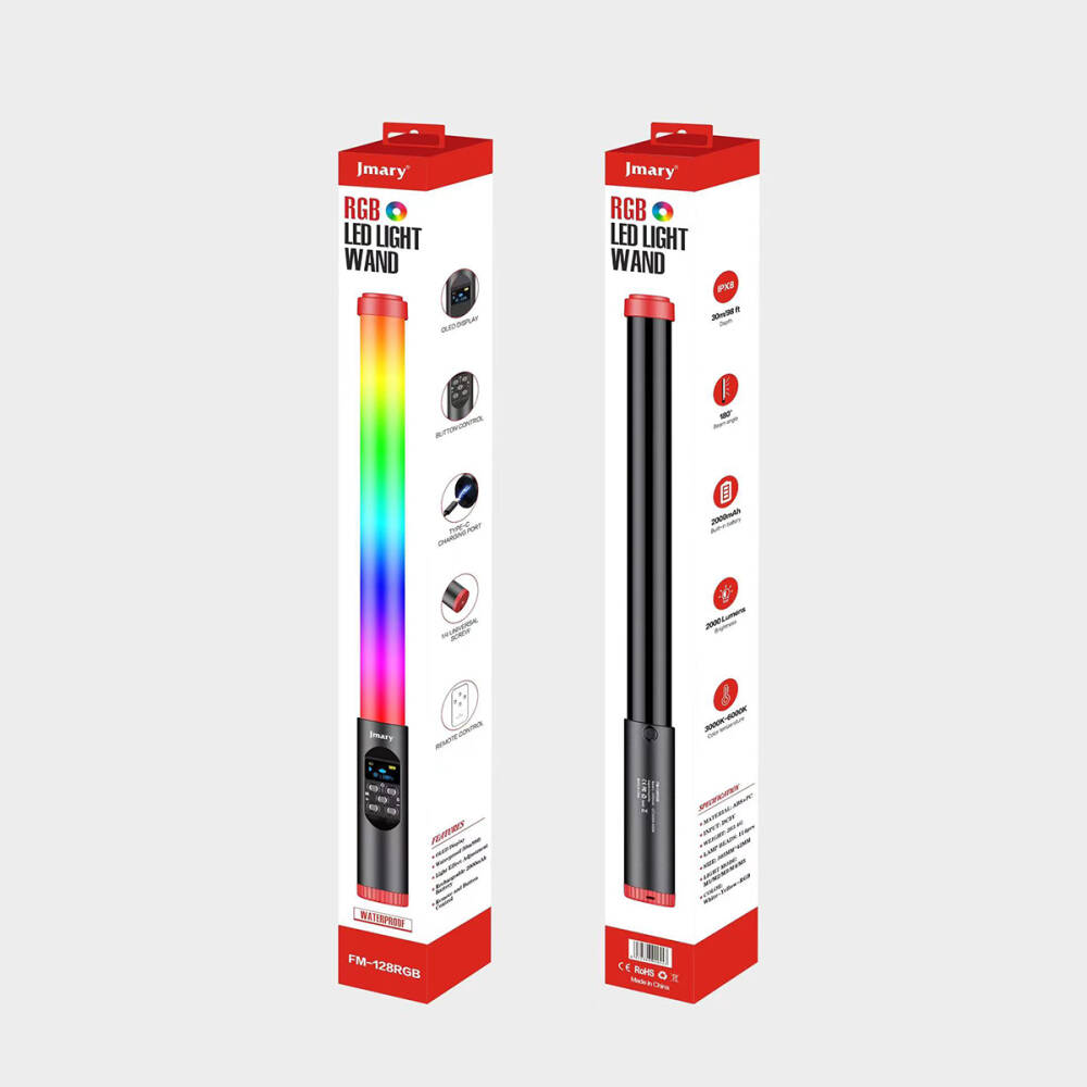 Jmary FM-128RGB OLED Ekran Göstergeli RGB Led Işıklı Su Geçirmez Aydınlatma Çubuğu - 6