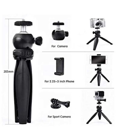 Jmary MT-20 Tripod 360 Derece Oynar Başlıklı Çok Yönlü Kısa Telefon Sabitleyici 16 cm - 13