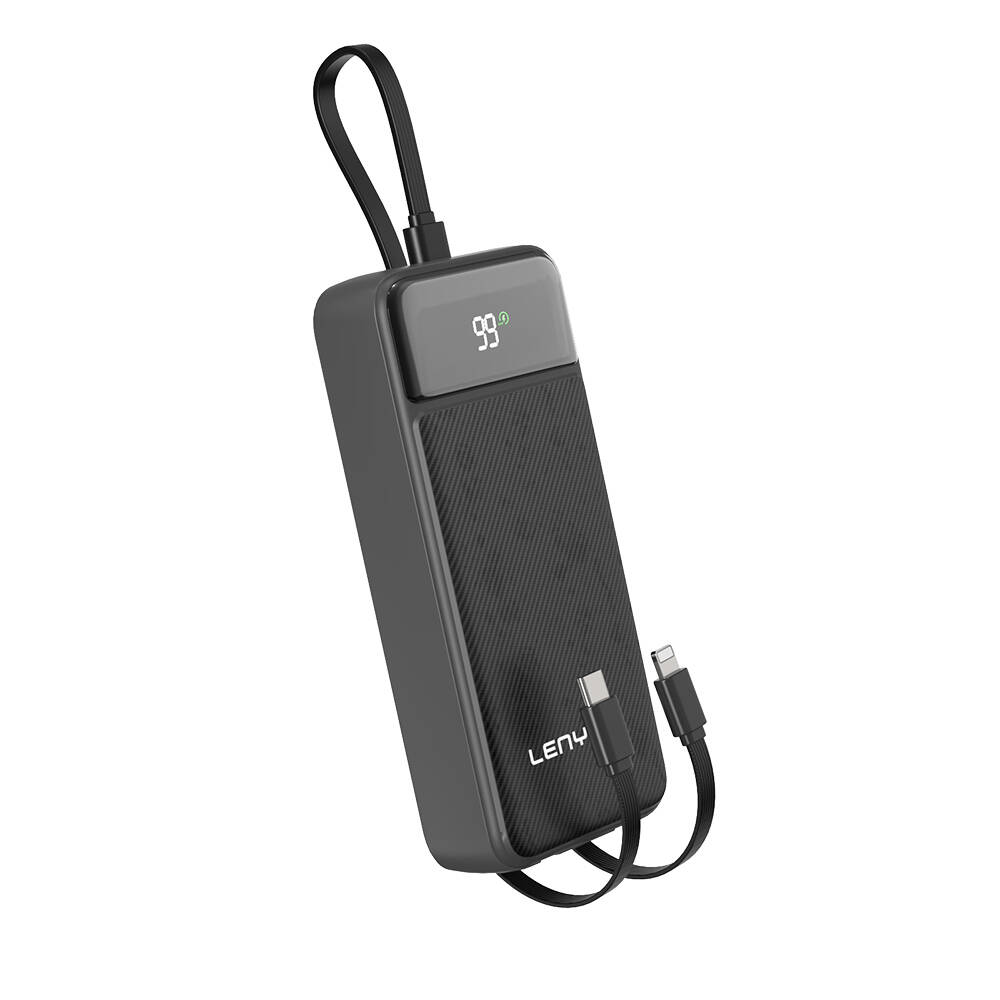 Lenyes PX255D Dijital LED Ekranlı Type-C ve Lightning Kablolu Powerbank 22.5W 20.000mAh - 2