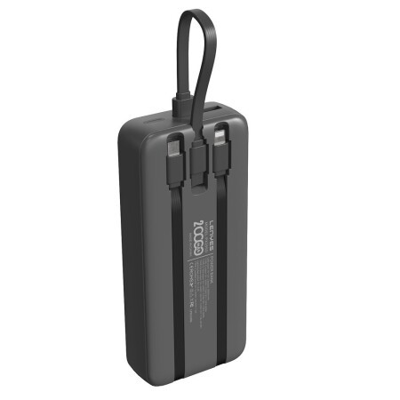 Lenyes PX255D Dijital LED Ekranlı Type-C ve Lightning Kablolu Powerbank 22.5W 20.000mAh - 4