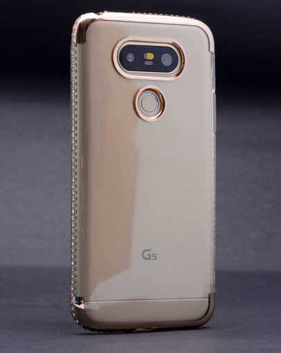 LG G5 Kılıf Zore Kenarı Tek Sıra Taşlı Silikon - 2