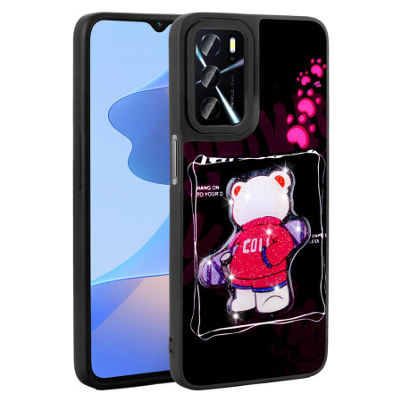 Oppo A16 Case Shining Embossed Zore Amas Silicone Cover with Iconic Figure - 5