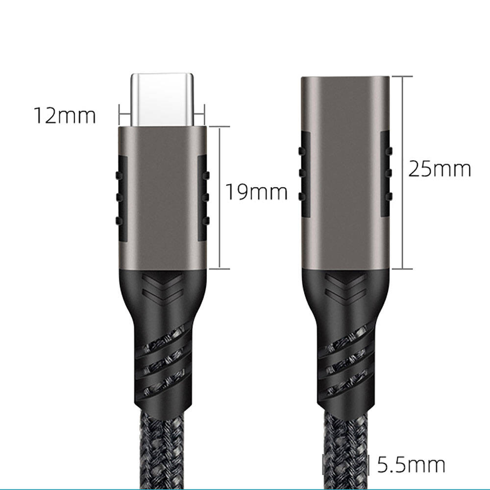 Qgeem Extension USB3.2 Type-C PD Uzatma Kablosu 100W 20Gbps 4K60Hz 0.2 Metre - 15