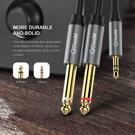 Qgeem QG-AU01 3.5mm To 6.35mm Aux Audio Kablo 1M - 3