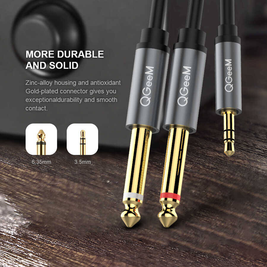 Qgeem QG-AU01 3.5mm To 6.35mm Aux Audio Kablo 1M - 3