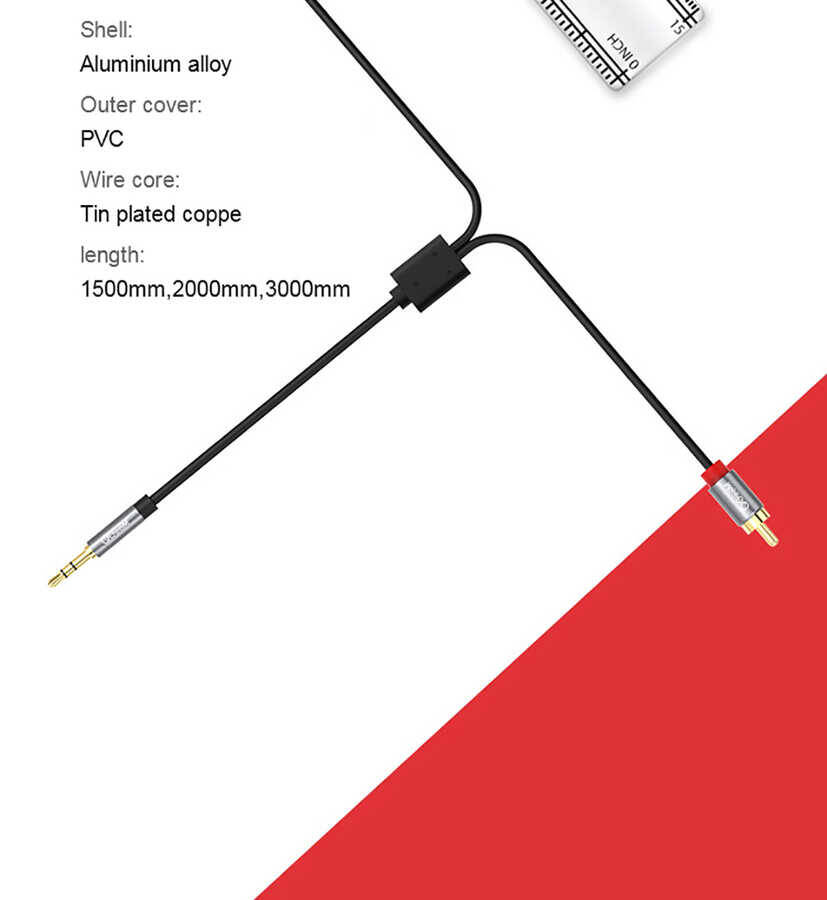 Qgeem QG-AU09 3.5mm To RCA Aux Audio Kablo 1.5M - 12