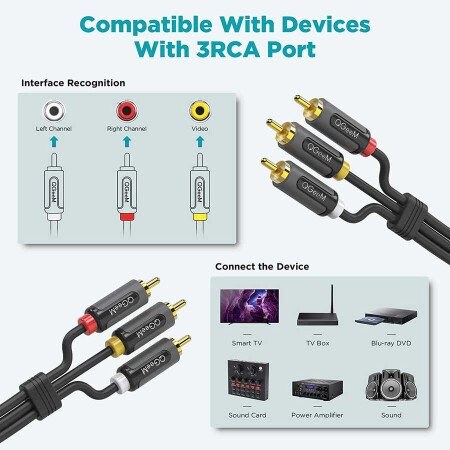 Qgeem QG-AU13 RCA Aux Audio Kablo 1.83M - 4