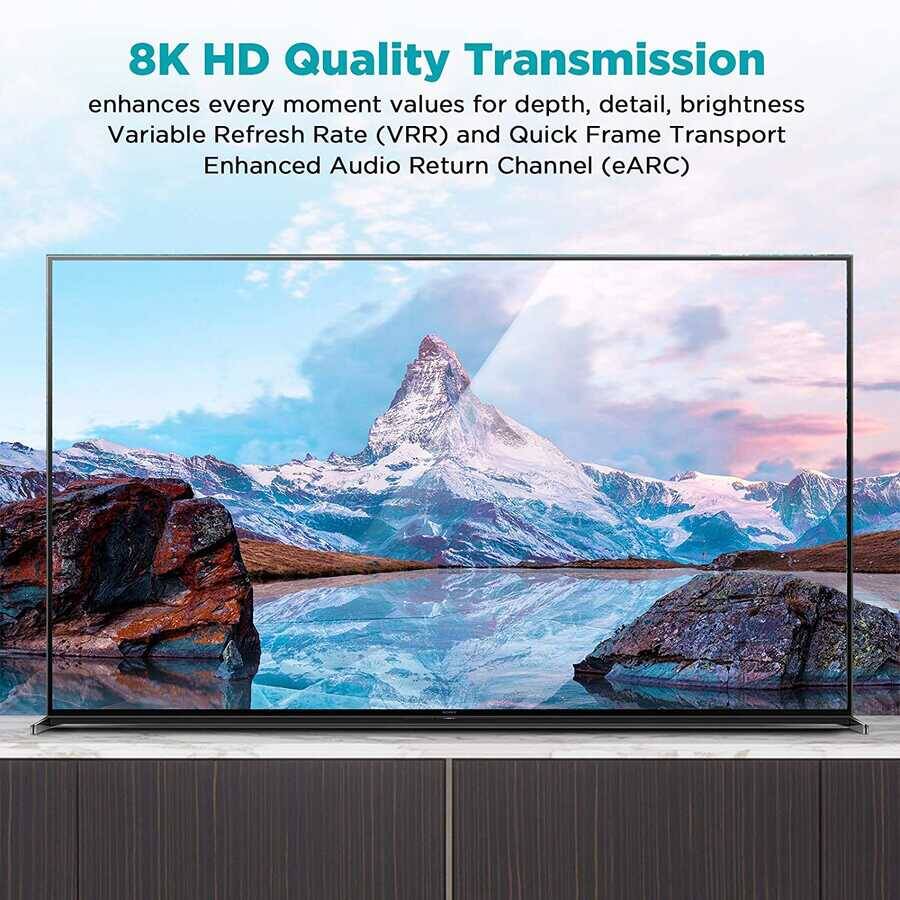 Qgeem QG-AV17 Görüntü ve Ses Aktarıcı HDMI Kablo 2.1 Versiyon 8K HD Kalite 48Gbps 0.91 metre - 4