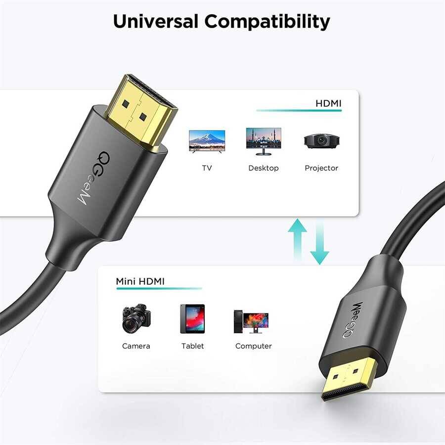 Qgeem QG-AV19 Micro HDMI To Micro Usb Kablo 1.83M - 5