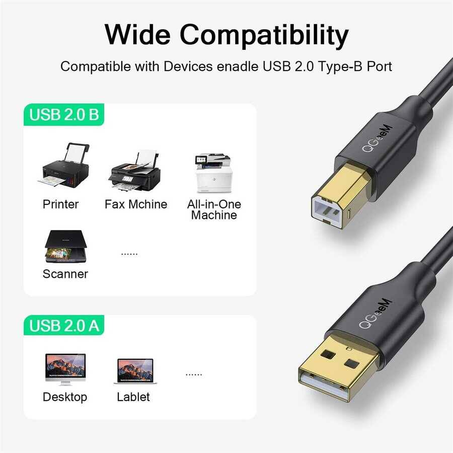 Qgeem QG-CVQ23 Usb Type-A To Usb Type-B Kablo 1.83M - 4