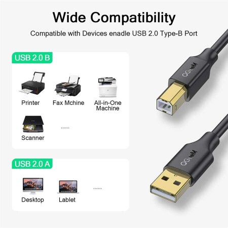 Qgeem QG-CVQ23 Usb Type-A To Usb Type-B Kablo 4.57M - 4