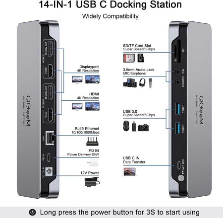 Qgeem QG-D6908 Type-C Usb Hub - 3