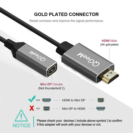 Qgeem QG-HD02 HDMI To Mini Display Port Dönüştürücü - 4