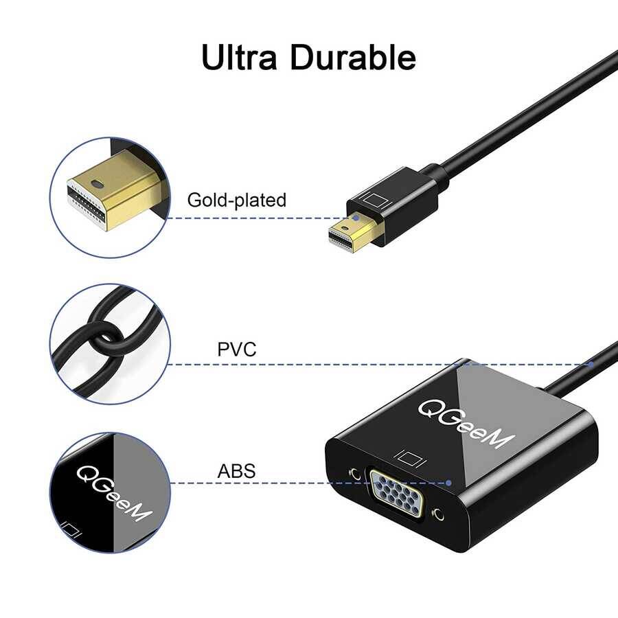 Qgeem QG-HD17 Mini Display Port To VGA Dönüştürücü - 8