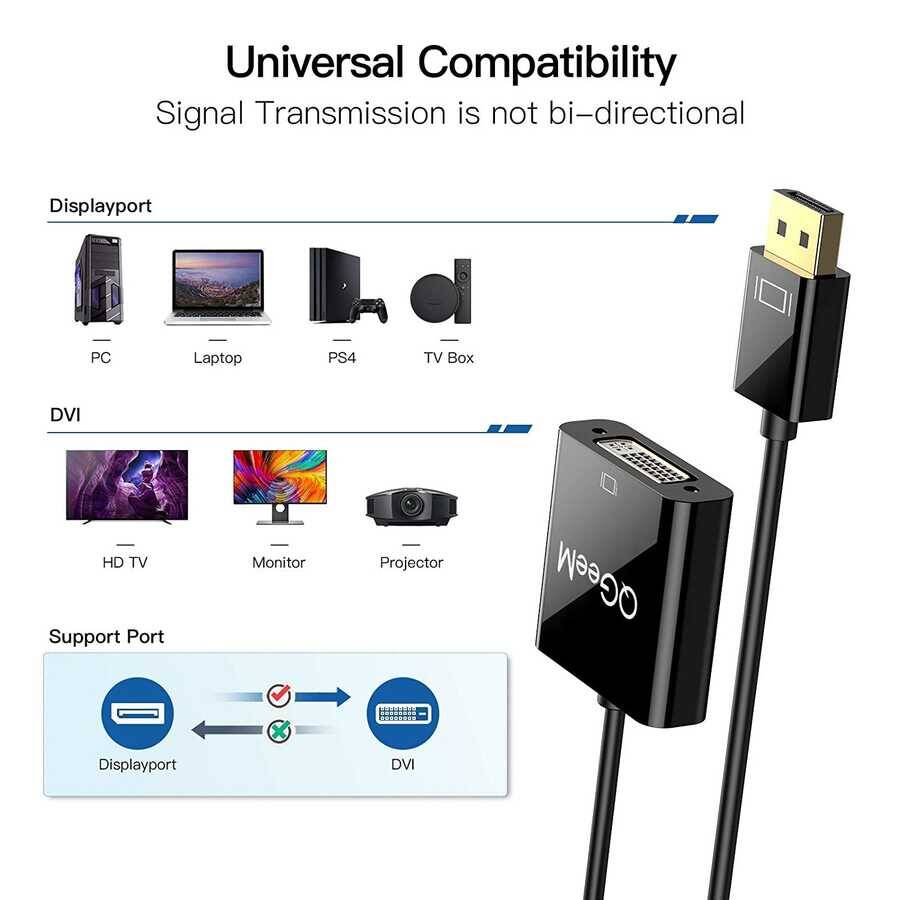 Qgeem QG-HD24 DVI To Display Port Dönüştürücü - 5