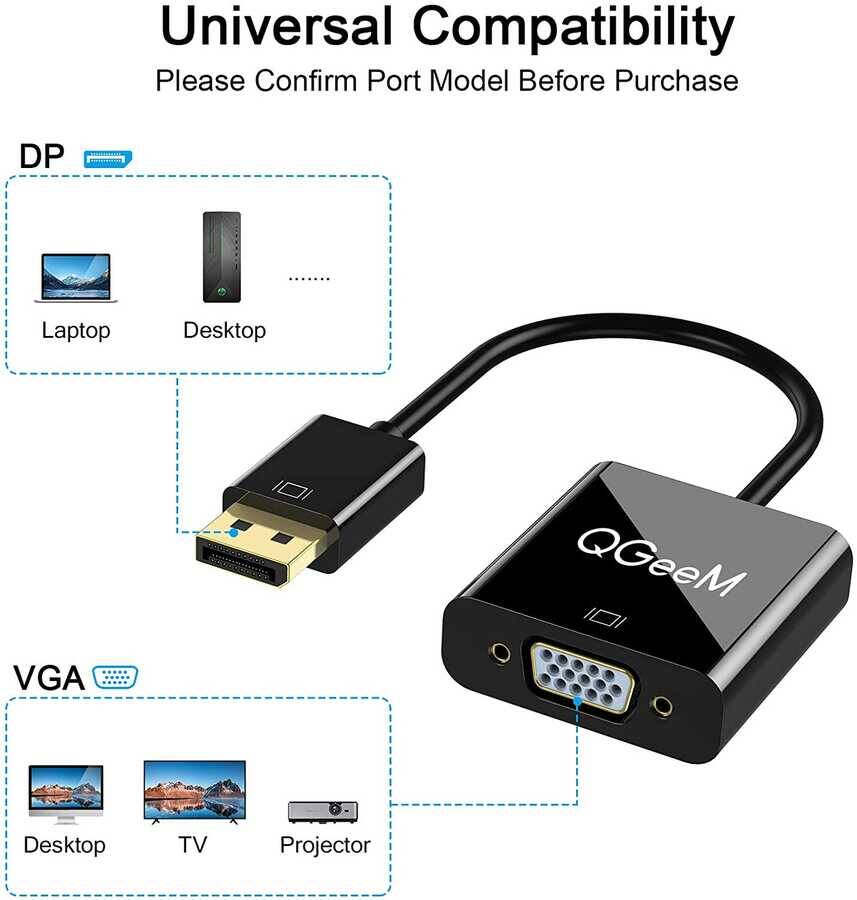 Qgeem QG-HD25 VGA To Display Port Dönüştürücü - 5