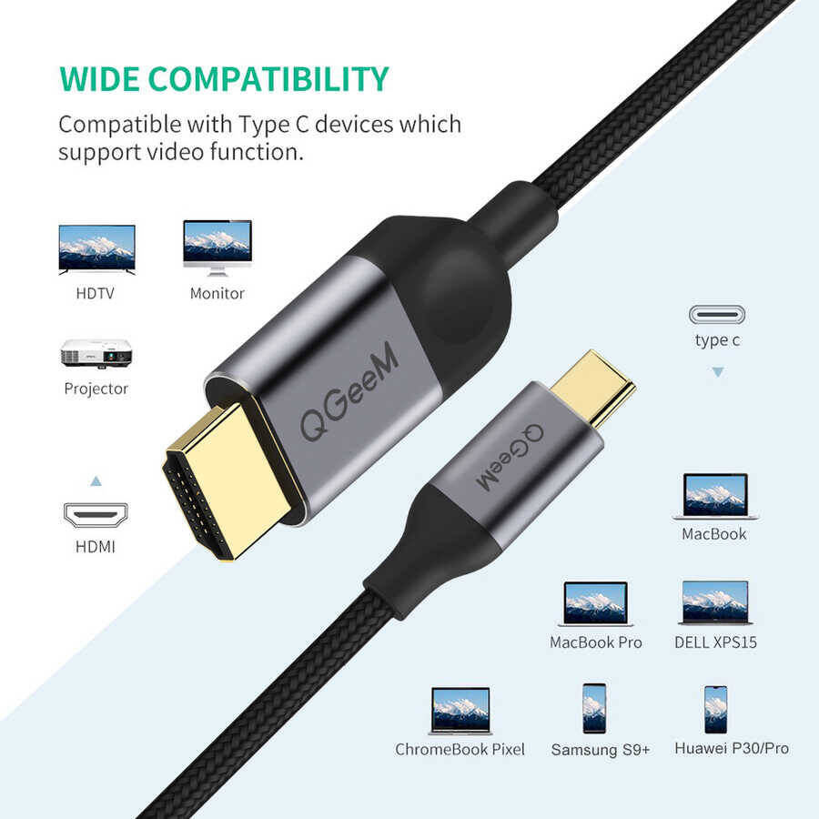 Qgeem QG-UA10 Type-C To HDMI Kablo - 3