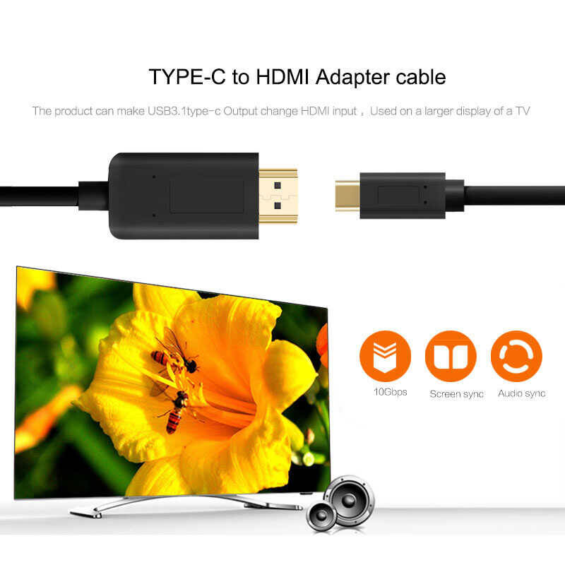 Qgeem QG-UA11 Type-C To HDMI Kablo 1.2M - 3