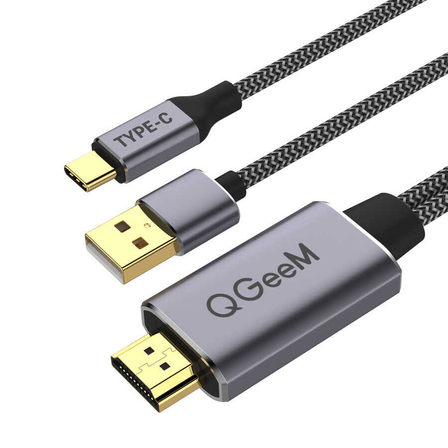 Qgeem QG-UA12 Type-C To HDMI 2 in 1 Kablo - 2