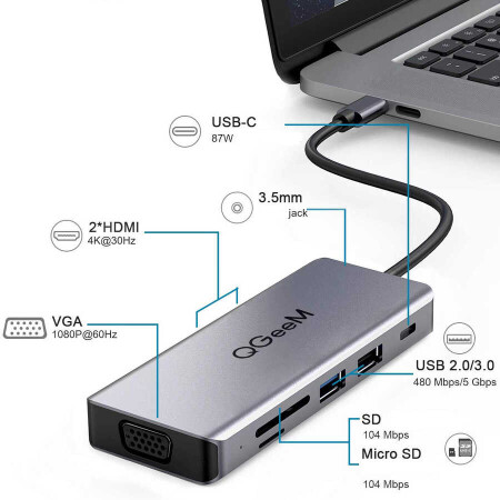 Qgeem QG-UH09 9 in 1 Usb Hub - 3