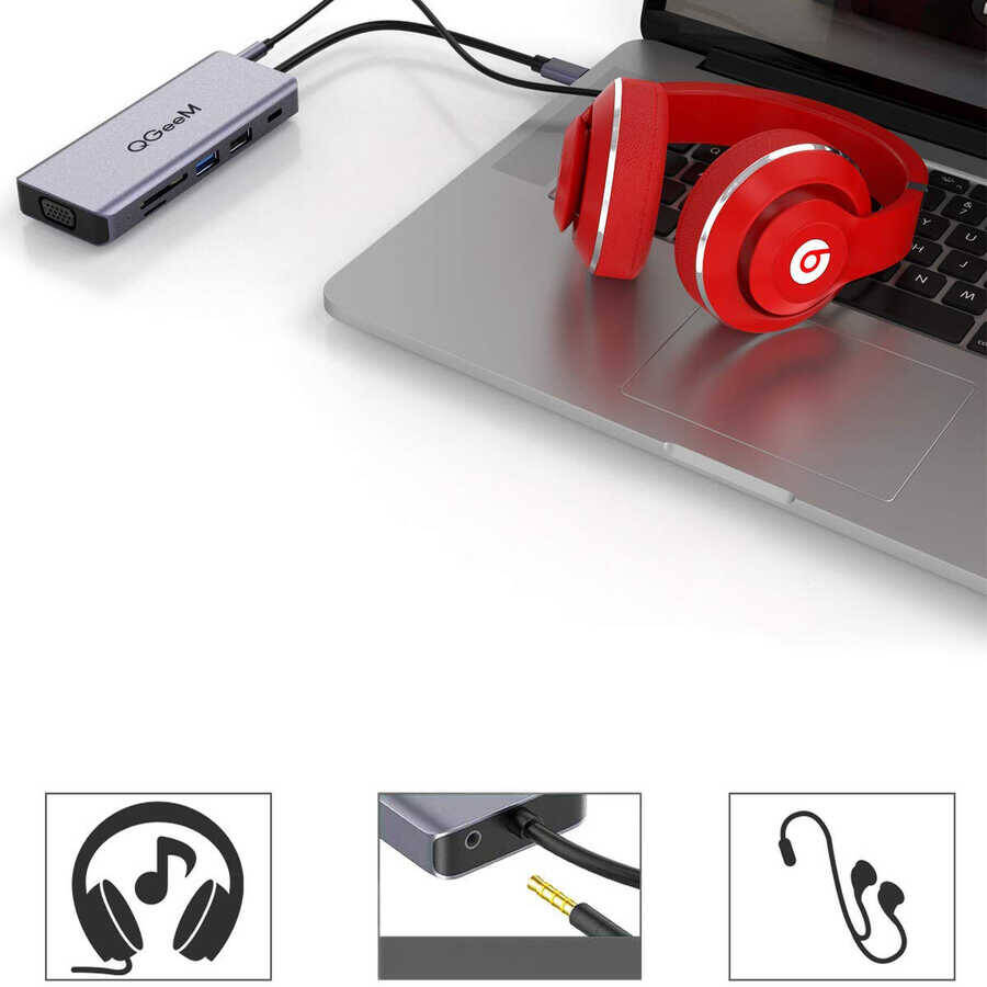 Qgeem QG-UH09 9 in 1 Usb Hub - 8