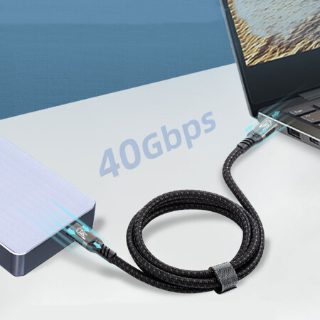 Qgeem QG01 Type-C to Type-C USB4 PD Data Kablosu 240W 40Gbps 8K60Hz 0.2 Metre - 380